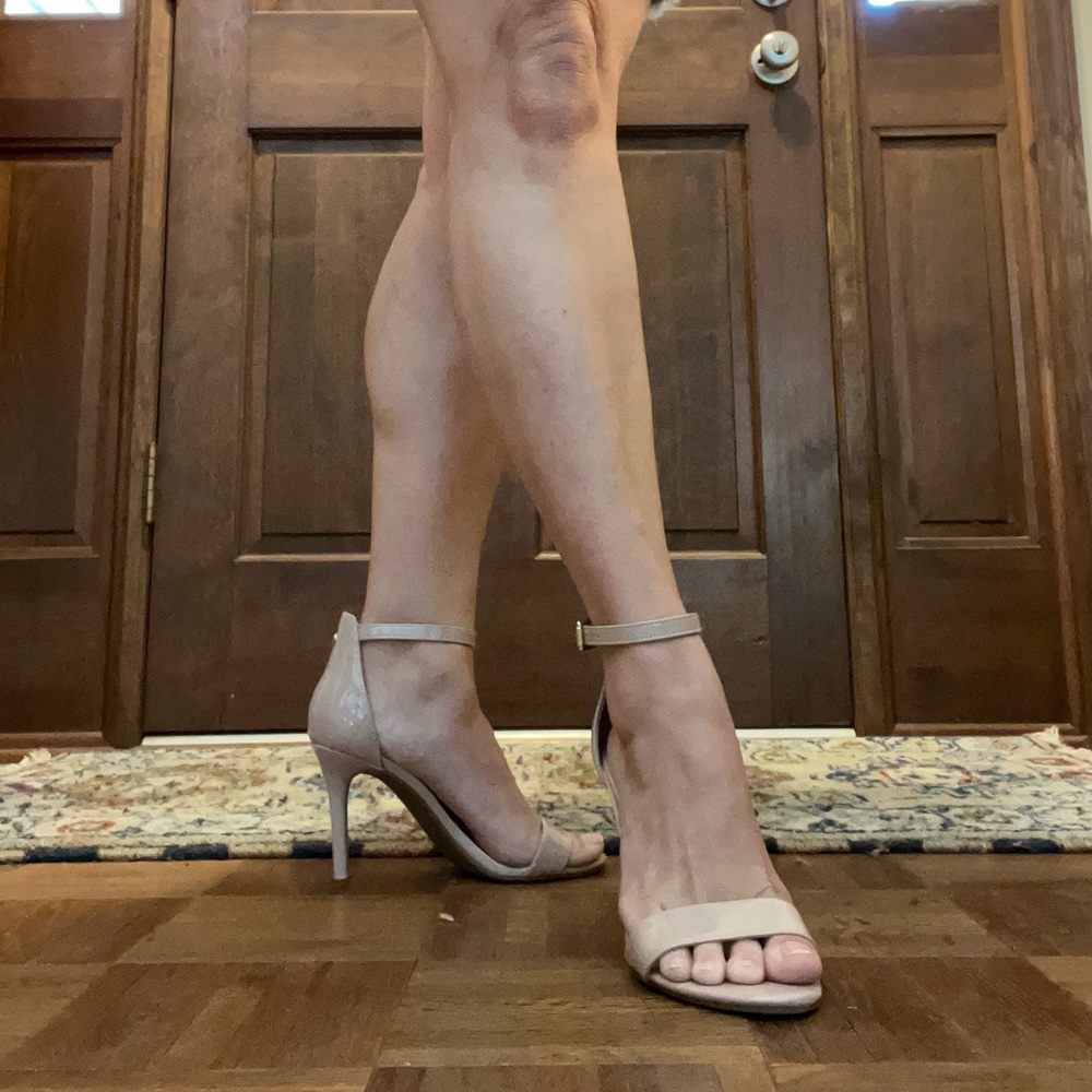 Nine West  Teeya nude ankle-wrap heel
